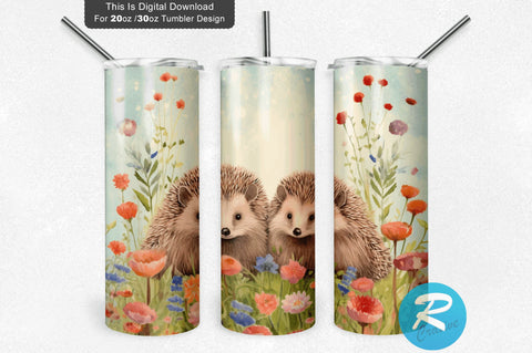 Hedgehogs Spring Flower 20 oz / 30 oz Tumbler PNG Sublimation Regulrcrative 