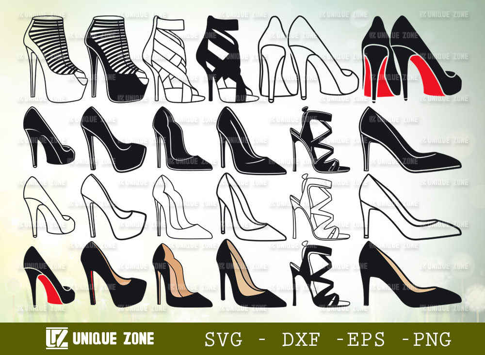 Black and White Heels SVG Bundle, Instant Download