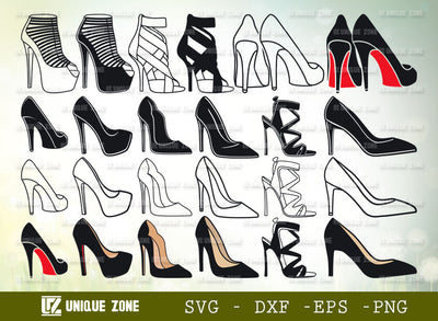 Heel SVG Bundle, Red Bottom Svg, Stiletto Heels Svg, High Heel Svg, Shoes Svg, Woman Shoes Svg, Stylish Shoes Svg, Heels Svg, SVG Unique Zone 