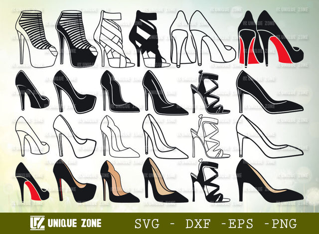 Heel SVG Bundle, Red Bottom Svg, Stiletto Heels Svg, High Heel Svg, Shoes Svg, Woman Shoes Svg, Stylish Shoes Svg, Heels Svg, SVG Unique Zone 