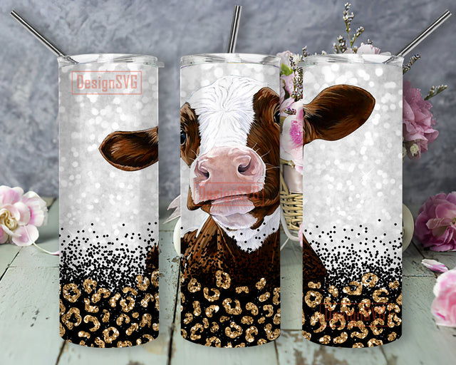 Heifer Cow 20oz Tumbler Template, Leopard Glitter Tumbler Wrap, Western Cow Tumbler Png, Heifer Sublimation Design, Digital Download Sublimation DesignSVG 