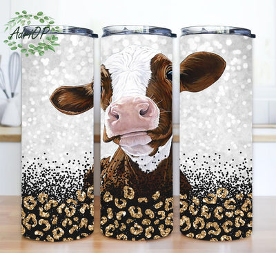 Heifer Cow Glitter Leopard 20oz Skinny Tumbler Png, Glitter Leopard Heifer Cow Tumbler Png, Cowhide Highland Tumbler, Cute Cow Heifer Tumbler Sublimation AdriOP 
