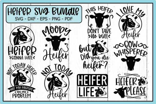 Heifer SVG Bundle, Cow svg, Heifer Svg, Bandana Heifer Svg, Not Today Heifer Svg, Bandana Cow svg, Did you die silhouette Farm svg, Cricut SVG designstore 