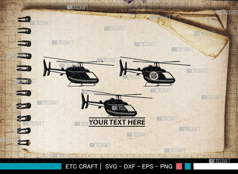 Helicopter Monogram, Helicopter Silhouette, Helicopter SVG, Airplane Svg, Fly Svg, SB00043 SVG ETC Craft 