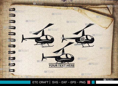 Helicopter Monogram, Helicopter Silhouette, Helicopter SVG, Airplane Svg, Fly Svg, SB00043 SVG ETC Craft 