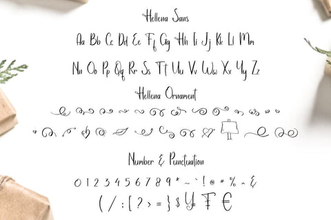 Hellena Font Duo with additional Ornament Font Haksen 