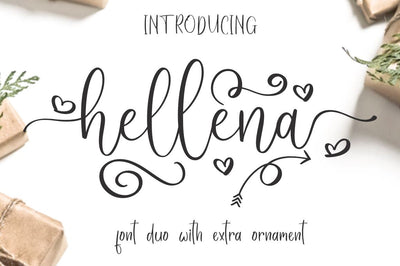 Hellena Font Duo with additional Ornament Font Haksen 