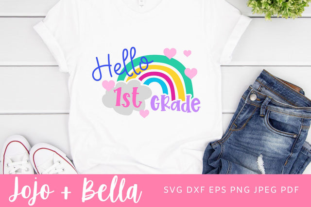 Hello 1st Grade Svg, Back to School Svg, Svg, School Svg, Rainbow Svg, Kids Svg, Shirt Svg, Svg Designs For Cricut, Cricut Svg SVG Jojo&Bella 