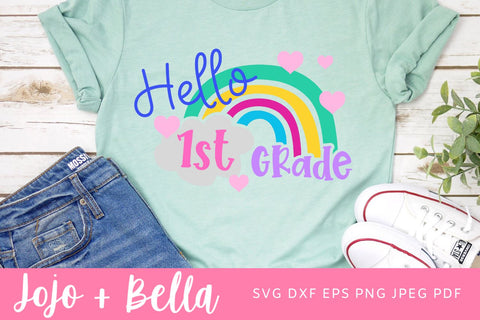 Hello 1st Grade Svg, Back to School Svg, Svg, School Svg, Rainbow Svg, Kids Svg, Shirt Svg, Svg Designs For Cricut, Cricut Svg SVG Jojo&Bella 