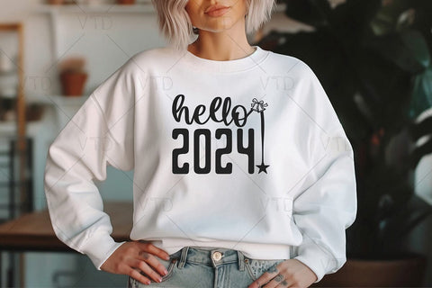 Hello 2024 Svg for New Year Merry Christmas Winter Holiday, Funny New Year Svg, Happy New Year Svg, New Year Shirt, Merry Christmas Svg SVG DesignDestine 