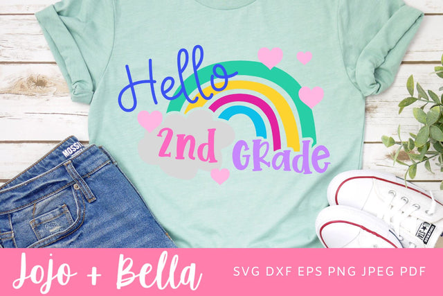Hello 2nd Grade Svg, Back to School Svg, Svg, School Svg, Rainbow Svg, Kids Svg, Shirt Svg, Svg Designs For Cricut, Cricut Svg SVG Jojo&Bella 