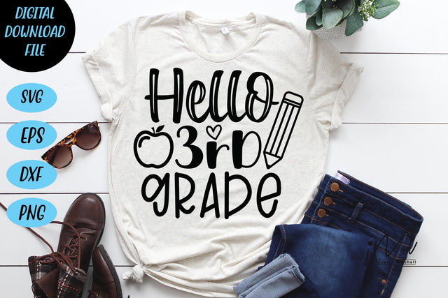 Hello 3rd grade svg, 3rd grade teacher svg,cool teacher t shirt svg SVG Isabella Machell 