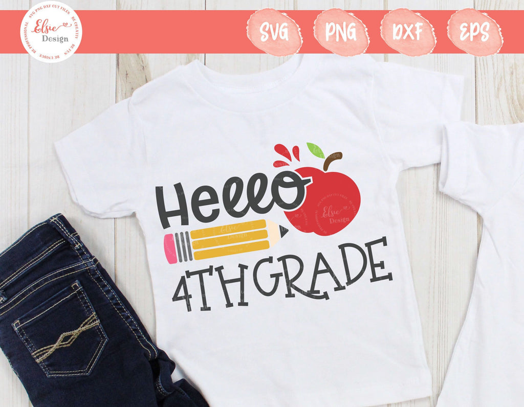 Hello 4th Grade - SVG, PNG, DXF, EPS - So Fontsy