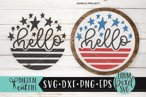 Hello America - Round Frame Fourth of July SVG SVG Lilium Pixel SVG 