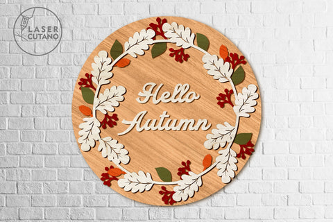 HELLO AUTUMN Decoration Wood Cut and Paper Cut Template SVG LaserCutano 