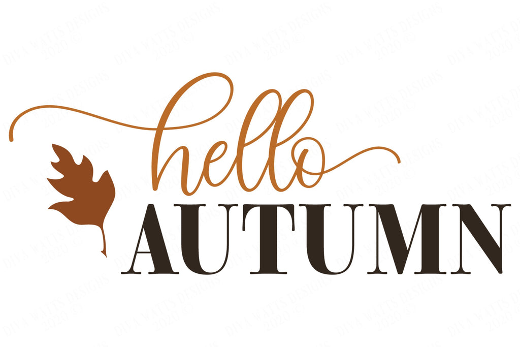 Hello Autumn | Fall Sign | Autumn Leaves Design | Welcome Fall Design ...