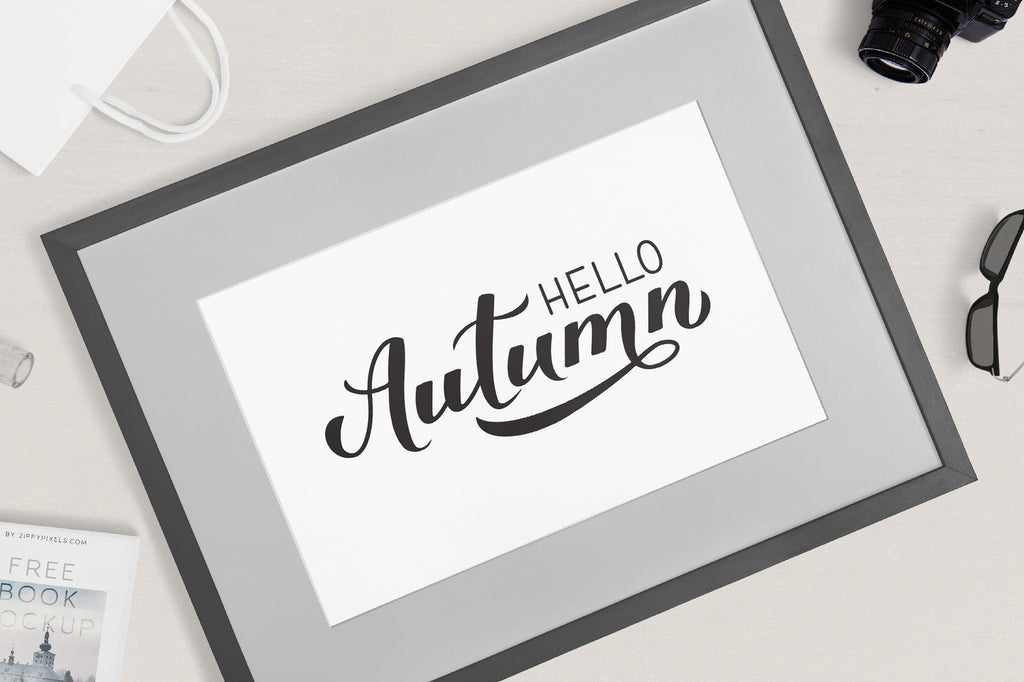 Hello autumn handwritten calligraphy quote - So Fontsy