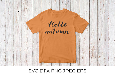 Hello Autumn handwritten with brush. Fall quote lettering SVG LaBelezoka 