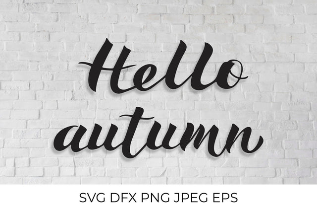 Hello Autumn handwritten with brush. Fall quote lettering SVG LaBelezoka 
