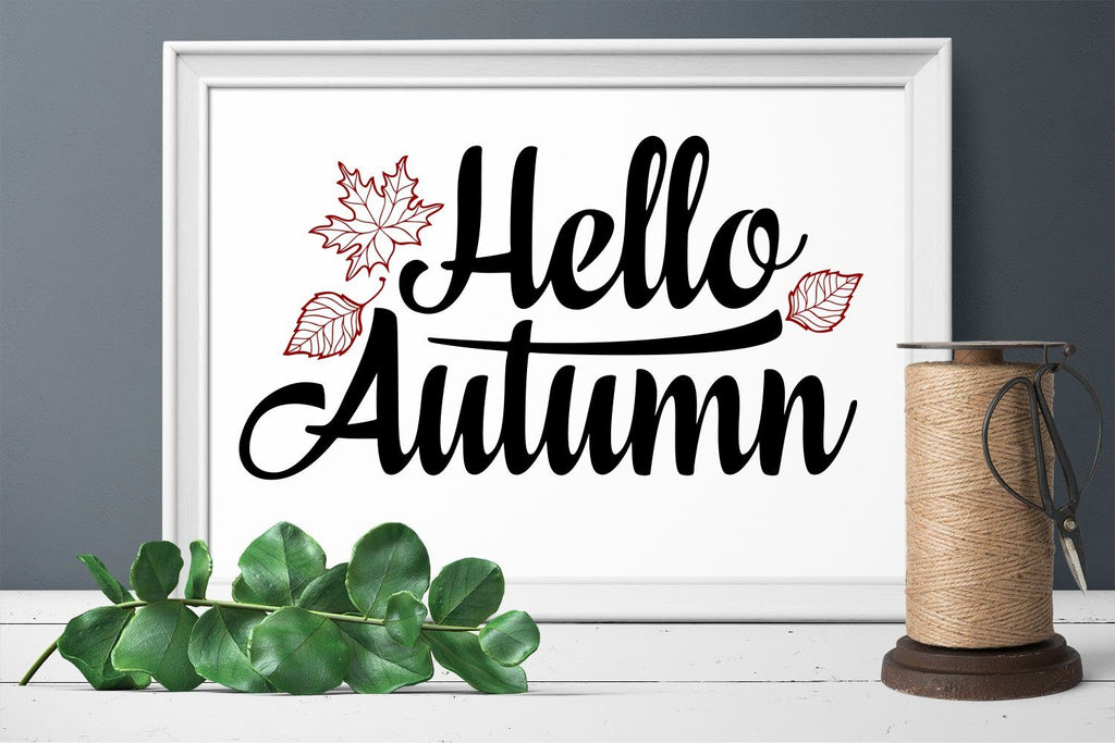 Hello Autium Writing Hello Autumn Lettering Phrase Text Graphic svg - So Fontsy
