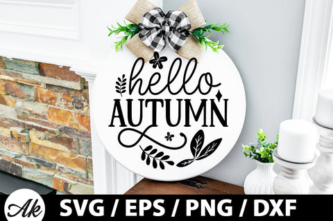 Hello autumn Round Sign SVG akazaddesign 