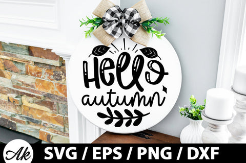 Hello autumn Round Sign SVG akazaddesign 