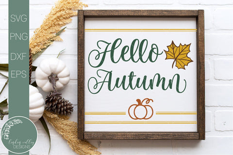 Hello Autumn Square SVG-Fall Quote SVG SVG Linden Valley Designs 