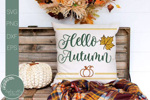 Hello Autumn Square SVG-Fall Quote SVG SVG Linden Valley Designs 
