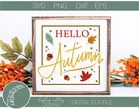 Hello Autumn Square SVG SVG Linden Valley Designs 