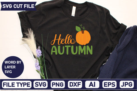 Hello Autumn SVG Cut File SVGs quotes-and-sayings food-drink mini-bundles print-cut on-sale Clipart Clip Art Sublimation or Vinyl Shirt Design SVG DesignPlante 503 
