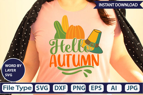 Hello Autumn SVG Cut File SVGs,Quotes and Sayings,Food & Drink,On Sale, Print & Cut SVG DesignPlante 503 