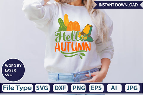 Hello Autumn SVG Cut File SVGs,Quotes and Sayings,Food & Drink,On Sale, Print & Cut SVG DesignPlante 503 