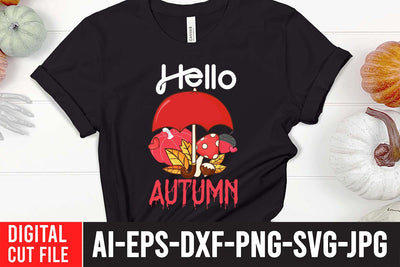 Hello Autumn SVG Cut File , Thanksgiving SVG Quotes , Thanksgiving SVG Design , Fall SVG Design, Autumn SVG Cut File SVG BlackCatsMedia 