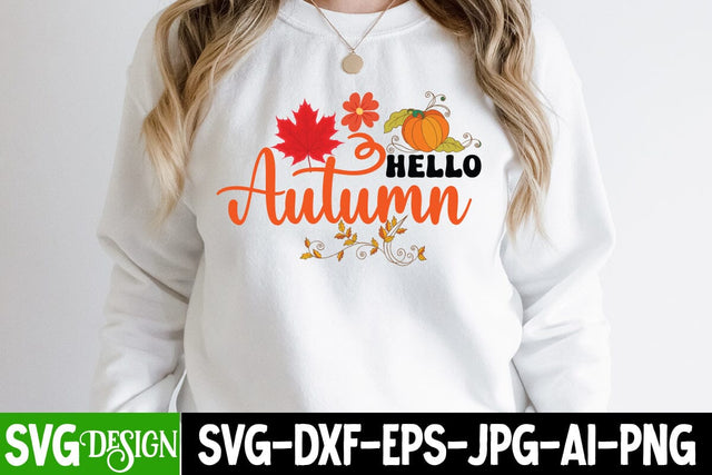 Hello Autumn SVG Cut File,Fall Season SVG Cut File, Fall Season Sublimation Design, Thanksgiving SVG Quotes , Thanksgiving SVG Design , Fall SVG Design, Autumn SVG Cut File SVG BlackCatsMedia 