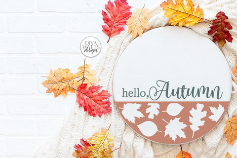 Hello Autumn SVG | Fall Round Sign Design SVG Diva Watts Designs 