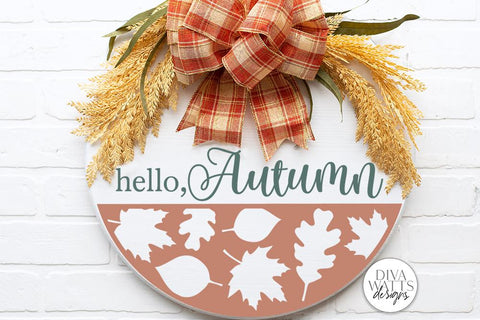 Hello Autumn SVG | Fall Round Sign Design SVG Diva Watts Designs 