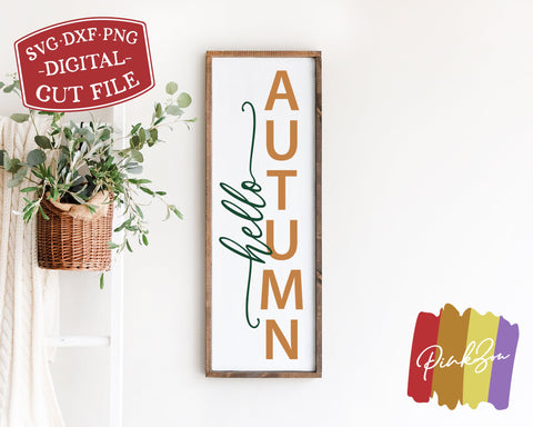 Hello Autumn SVG Files, Fall Porch Svg, Front Porch Svg, Vertical Sign, Autumn Svg, Thanksgiving, Commercial Use, Digital Cut Files, DXF PNG (1322190965) SVG PinkZou 