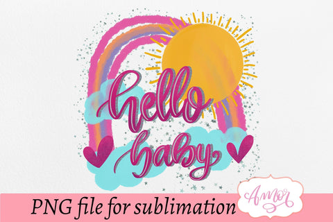 Hello baby sublimation design, newborn design Sublimation Amorclipart 