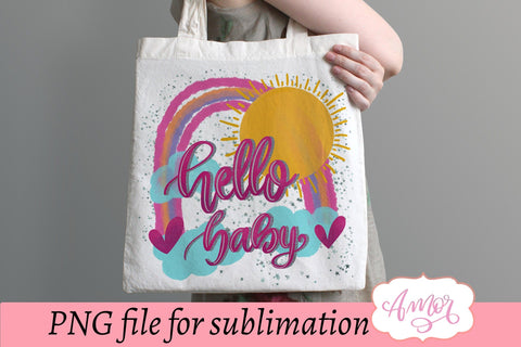 Hello baby sublimation design, newborn design Sublimation Amorclipart 