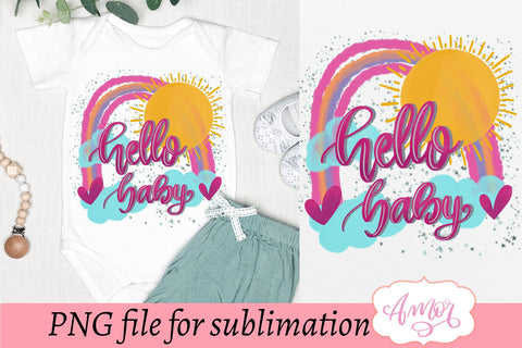 Hello baby sublimation design, newborn design Sublimation Amorclipart 