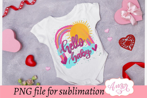 Hello baby sublimation design, newborn design Sublimation Amorclipart 