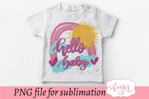 Hello baby sublimation design, newborn design Sublimation Amorclipart 