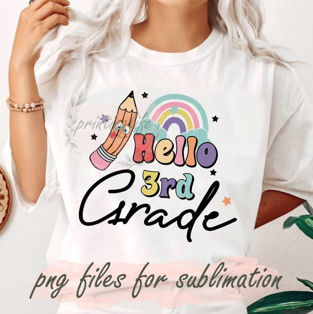 Hello Back To School Png, Retro Smileys Png, Kindergarten Png, 1st Day Of School Png, Back To School Digital Files, Pre School Png Sublimation PrintingLife 