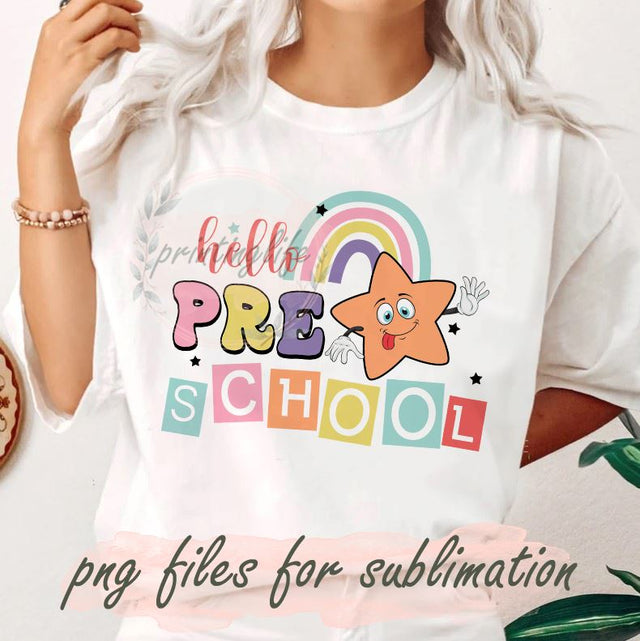 Hello Back To School Png, Retro Smileys Png, Kindergarten Png, 1st Day Of School Png, Back To School Digital Files, Pre School Png Sublimation PrintingLife 