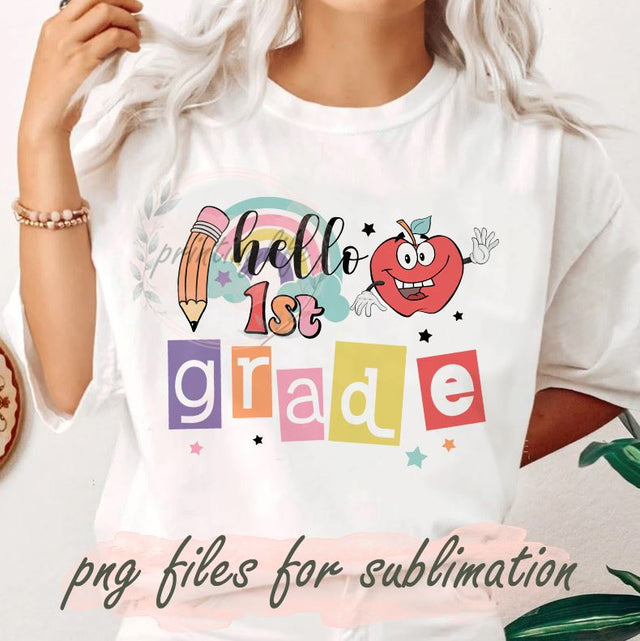 Hello Back To School Png, Retro Smileys Png, Kindergarten Png, 1st Day Of School Png, Back To School Digital Files, Pre School Png Sublimation PrintingLife 