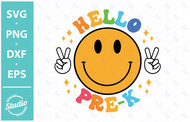 Hello Back To School SVG, Hello Pre-K SVG, Smiley Back To School PreK Svg, Png, Dxf, Eps, SVG SailorMoonDigitals 