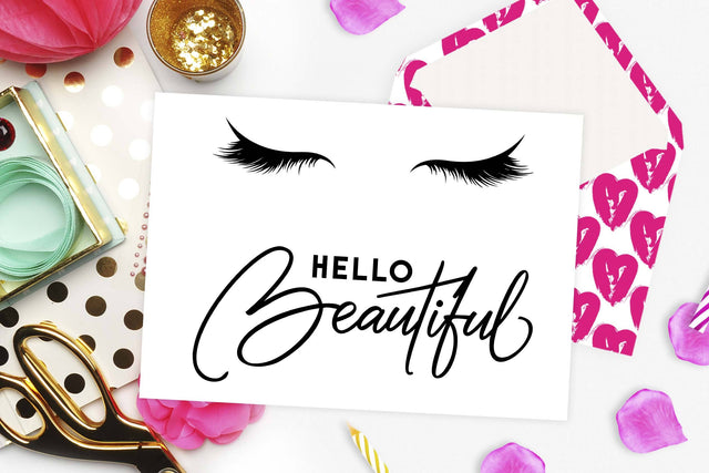 Hello beautiful Lashes cut file SVG TheBlackCatPrints 