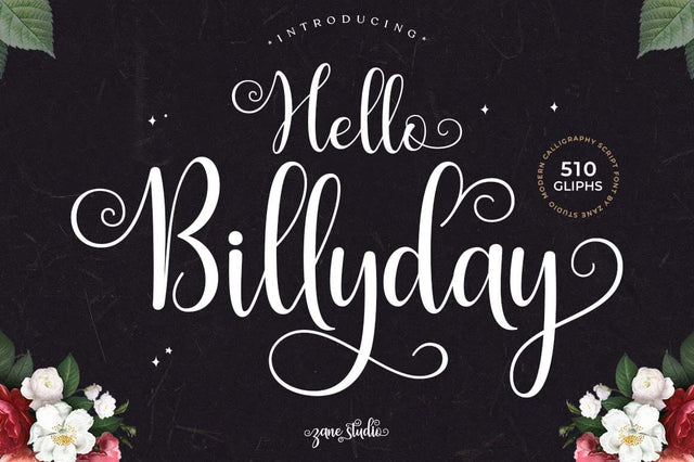Hello Billyday Script Font Zane Studio55 