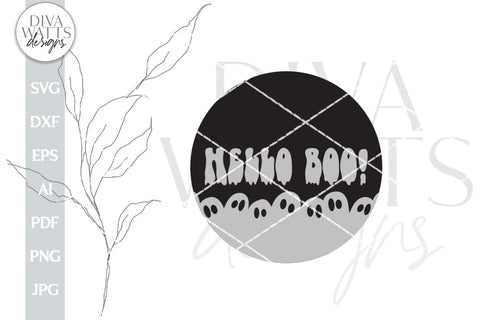 Hello Boo SVG Halloween Ghost Door Hanger SVG For Fall Halloween Ghost Door Sign With Ghosts For Halloween Decor Boo Sign svg For Door SVG Diva Watts Designs 