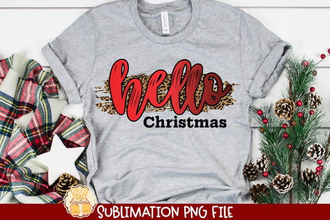 Hello Christmas | Leopard Christmas Sublimation PNG Sublimation Cheese Toast Digitals 